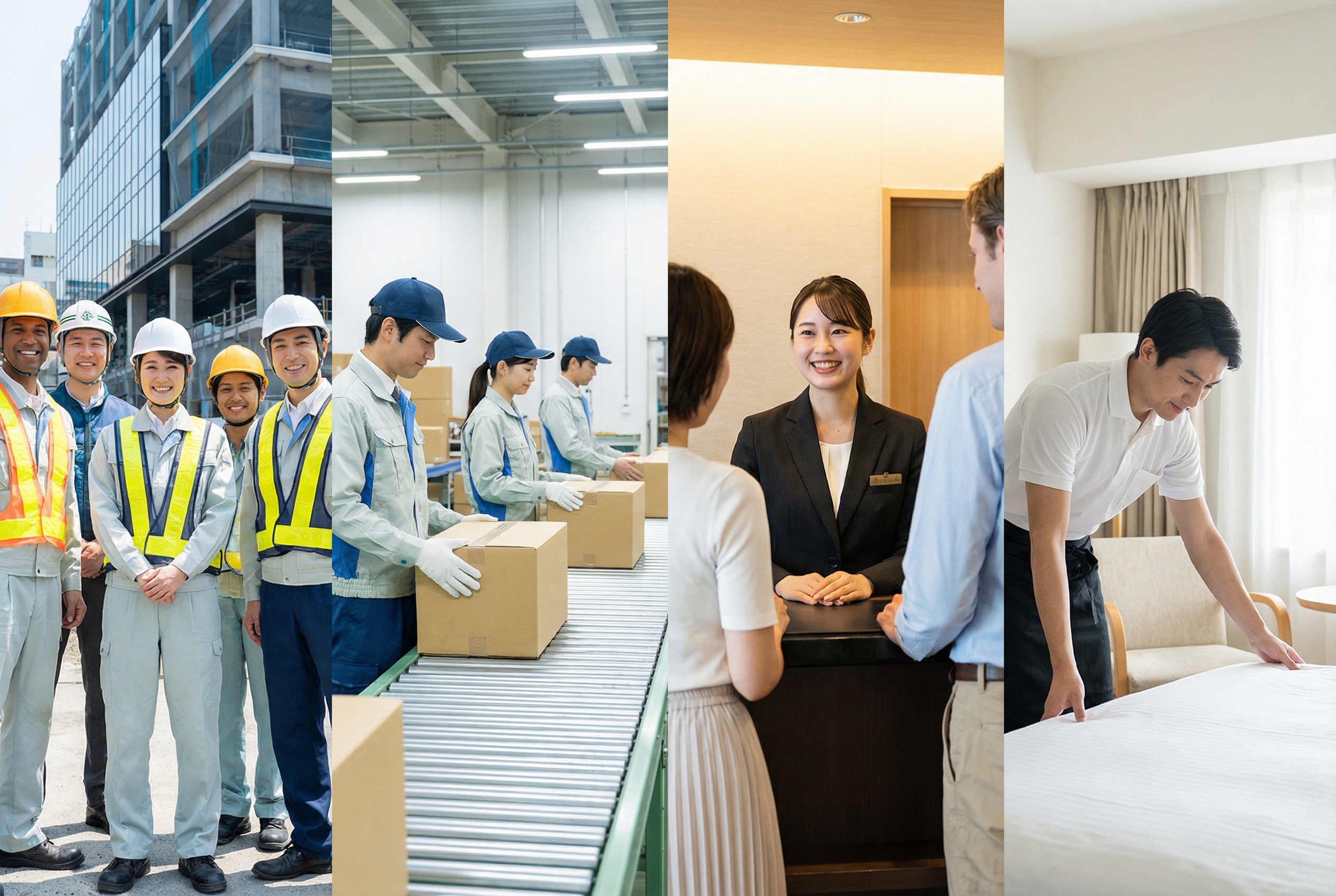 技能を育成する就労のイメージ：現場作業・肉体労働・接客・ホテル清掃